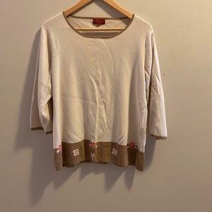 Tan and beige 3/4 sleeve plus size tunic.